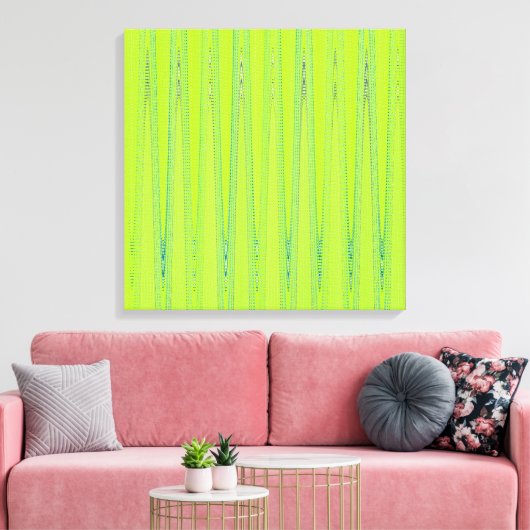 Modern Geometric Abstract Lime Green Wave Pattern Canvas Afdruk (Insitu (Woonkamer))