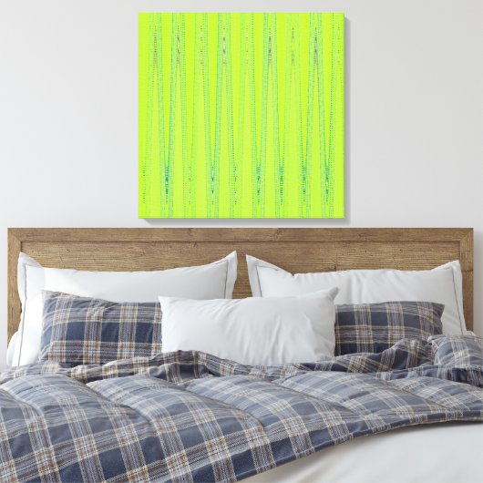 Modern Geometric Abstract Lime Green Wave Pattern Canvas Afdruk (Insitu (Slaapkamer))