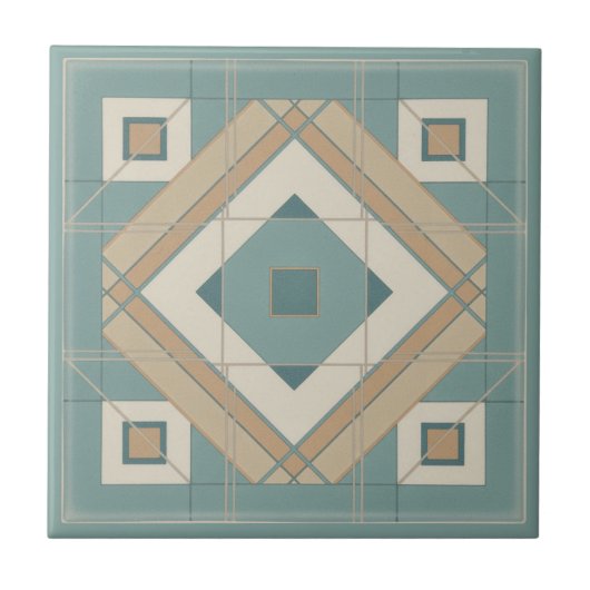 Modern Geometric Abstract Pat#15 Teal ID1192 Tegeltje (Voorkant)