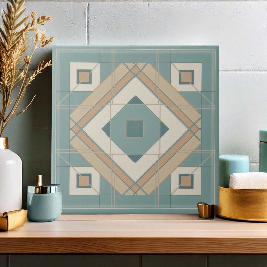 Modern Geometric Abstract Pat#15 Teal ID1192 Tegeltje