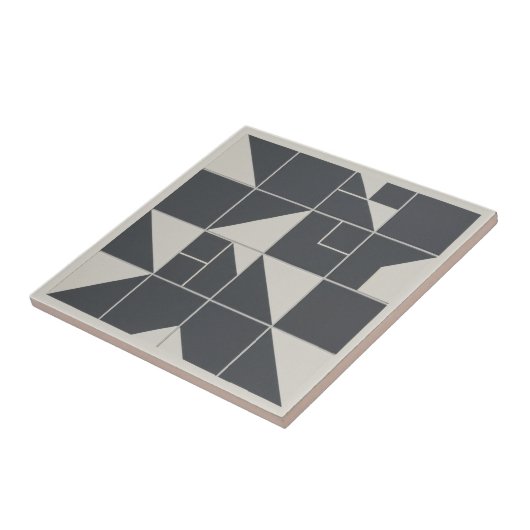 Modern Geometric Abstract Pat#1 Black ID1192 Tegeltje (Zijkant)