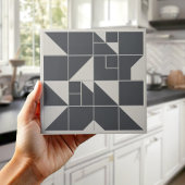 Modern Geometric Abstract Pat#1 Black ID1192 Tegeltje