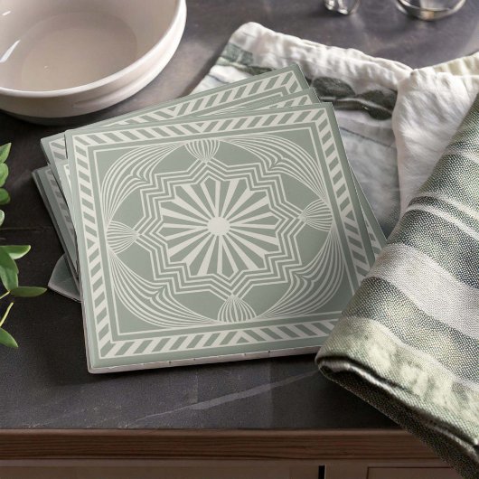 Modern Geometric Abstract Pat#23 Green ID1192 Tegeltje