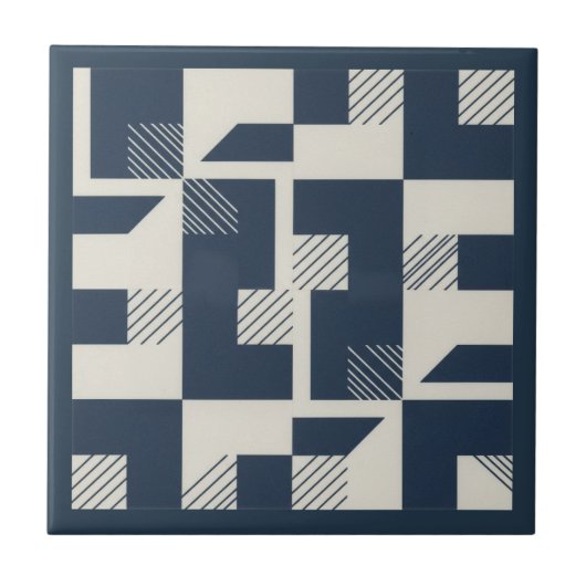 Modern Geometric Abstract Pat#3 Navy ID1192 Tegeltje (Voorkant)
