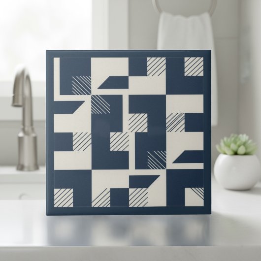 Modern Geometric Abstract Pat#3 Navy ID1192 Tegeltje