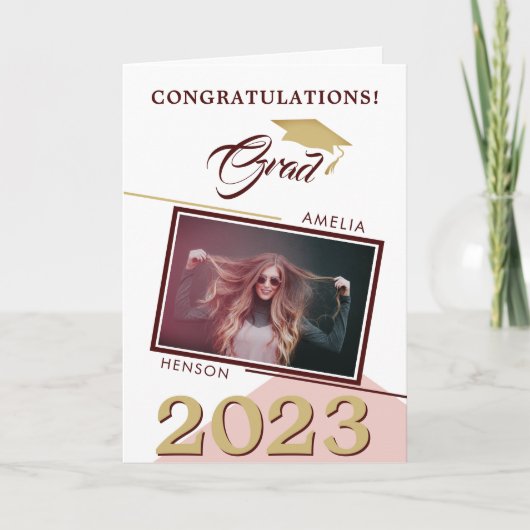 Modern Geometric Afstuderen Photo Afstuderen Kaart (Voorkant)