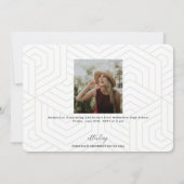 Modern Geometric and Gold Stripe Photo Afstuderen Aankondiging (Achterkant)