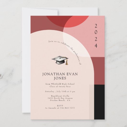 Modern Geometric Arch Custom Photo Afstuderen Kaart (Voorkant)