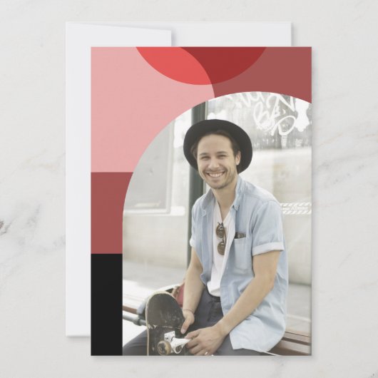 Modern Geometric Arch Custom Photo Afstuderen Kaart (Achterkant)