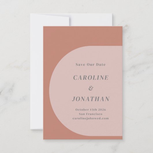 Modern Geometric Arch Terracotta Blush Wedding Save The Date (Voorkant)