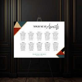 Modern Geometric Art Deco Wedding Seating Chart Poster