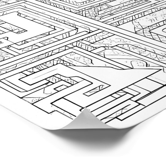 Modern Geometric Art: Digital Block Pattern Poster (Hoek)