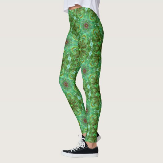 Modern Geometric Art Peacock Green Leggings (Links)