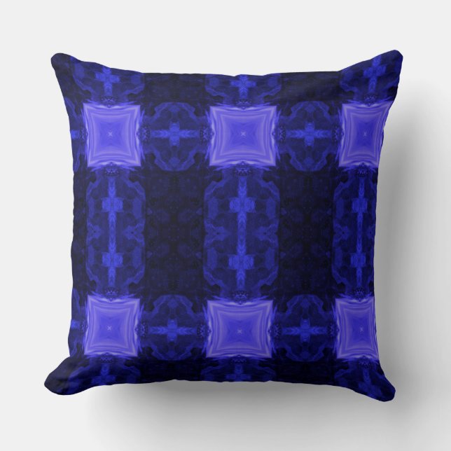 Modern Geometric Art Sapphire Blue Navy Pillow Kussen (Voorkant)