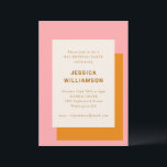 Modern Geometric Bat Mitzvah Party Pink Oranje Kaart<br><div class="desc">Modern Geometric Bold Stylish Bat Mitzvah Party Invitation in Pink and Oranje</div>