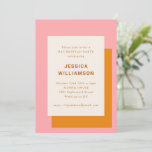 Modern Geometric Bat Mitzvah Party Pink Oranje Kaart<br><div class="desc">Modern Geometric Bold Stylish Bat Mitzvah Party Invitation in Pink and Oranje</div>