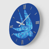 Modern Geometric Bird, Cobalt and Sky Blue Grote Klok (Hoek)