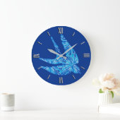 Modern Geometric Bird, Cobalt and Sky Blue Grote Klok (Huis)