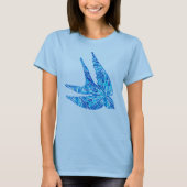 Modern Geometric Bird, Cobalt and Sky Blue T-shirt (Voorkant)