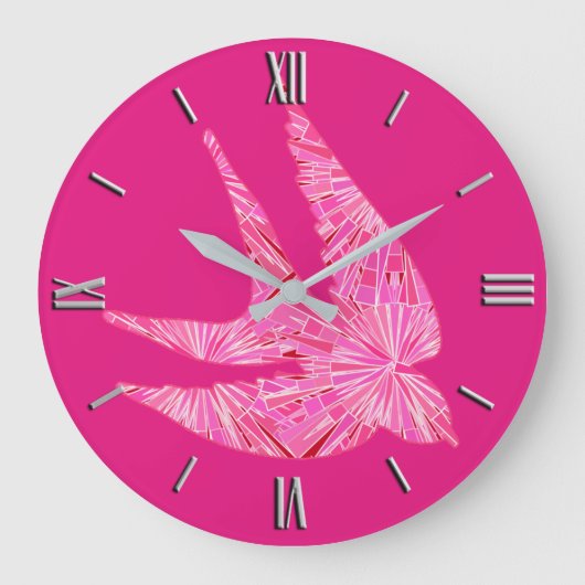 Modern Geometric Bird, Fuchsia and Light Pink Grote Klok (Voorkant)