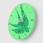 Modern Geometric Bird, Jade en Emerald Green Grote Klok (Hoek)