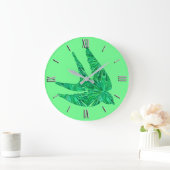 Modern Geometric Bird, Jade en Emerald Green Grote Klok (Huis)