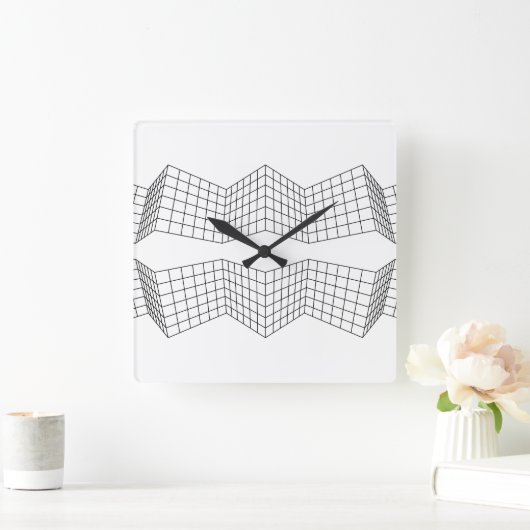 modern geometric black and white vierkante klok (Huis)