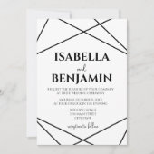 Modern Geometric Black and White Wedding Kaart (Voorkant)
