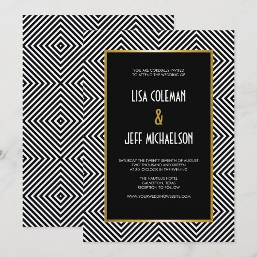 Modern Geometric Black en White Diamond Pattern Kaart (Voorkant / Achterkant)