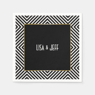 Modern Geometric Black en White Diamond Pattern Servet