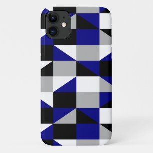 Modern Geometric Black Navy Blue Grey Pattern Case-Mate iPhone Case