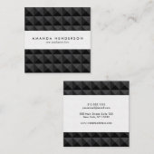 Modern Geometric Black Square Pattern Vierkante Visitekaartje (Voorkant / Achterkant)