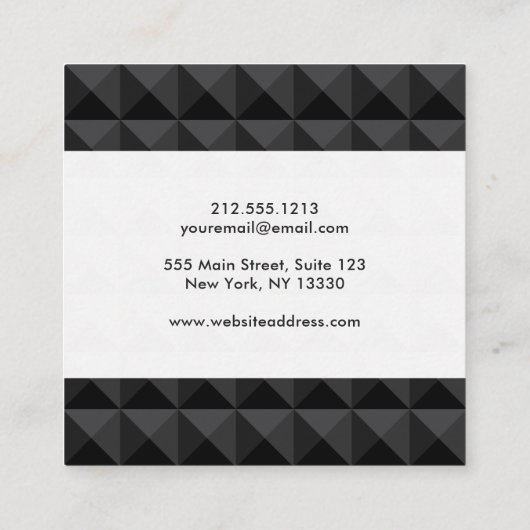 Modern Geometric Black Square Pattern Vierkante Visitekaartje (Achterkant)
