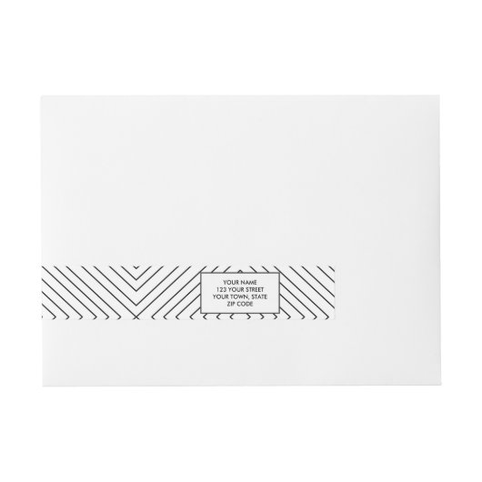 Modern Geometric Black Squares Pattern on White Co Adreslabel Wikkel (Voorkant)