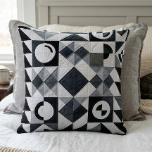Modern Geometric Black White Grey Textured