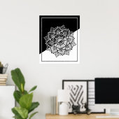 Modern Geometric Black & White Mandala Poster (Thuiskantoor)