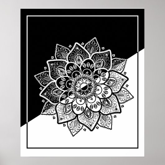 Modern Geometric Black & White Mandala Poster (Voorkant)