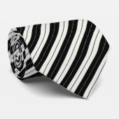 Modern Geometric Black & White Stripe  Stropdas (Opgerold)