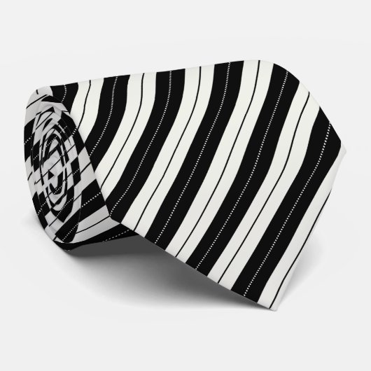 Modern Geometric Black & White Stripe  Stropdas (Opgerold)