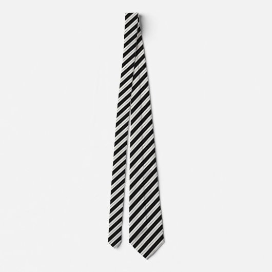 Modern Geometric Black & White Stripe Stropdas (Achterkant)