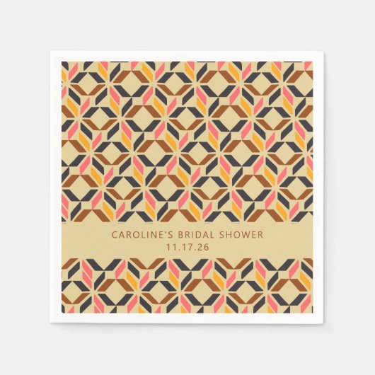 Modern Geometric Black Yellow Custom Vrijgezellenf Servet (Voorkant)