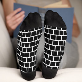 Modern Geometric Block Pattern Black and White Sokken