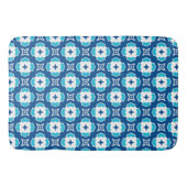 Modern Geometric Blue en White Quatrefoil Pattern Badmat (Voorkant)