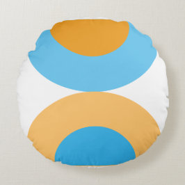 Modern Geometric Blue en Yellow Rond Kussen