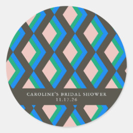 Modern Geometric Blue Green Custom Vrijgezellenfee Ronde Sticker