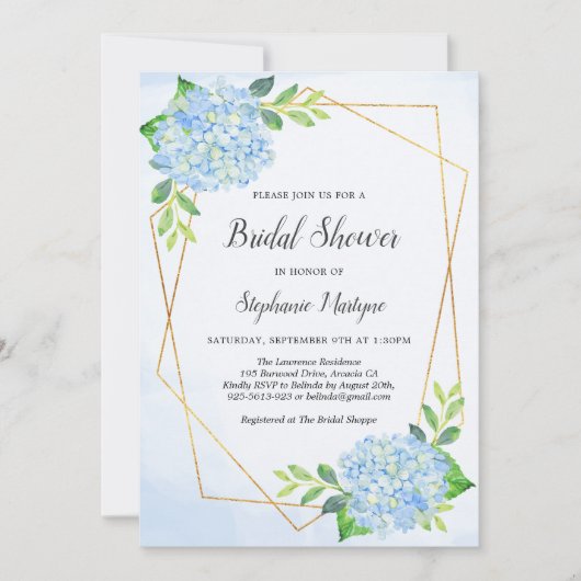 Modern Geometric Blue Hydrangea Vrijgezellenfeest Kaart (Voorkant)