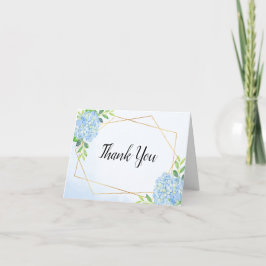 Modern Geometric Blue Hydrangea Wedding Bedankkaart