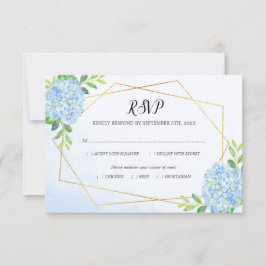Modern Geometric Blue Hydrangea Wedding Meal RSVP Kaartje
