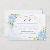 Modern Geometric Blue Hydrangea Wedding Meal RSVP Kaartje (Voorkant)