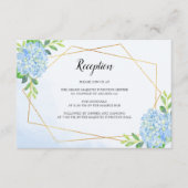 Modern Geometric Blue Hydrangea Wedding Reception Informatiekaartje (Voorkant)